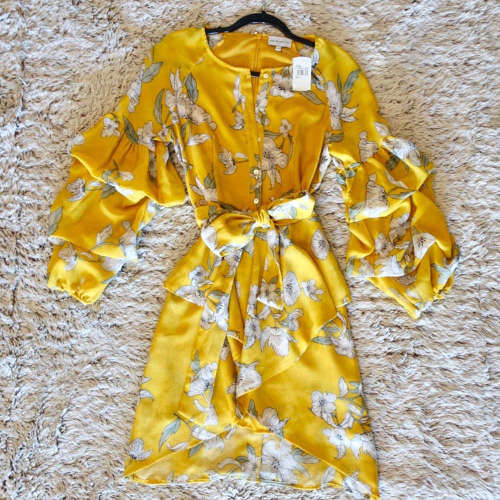 Chriselle x Joa Yellow Floral Print Dress
